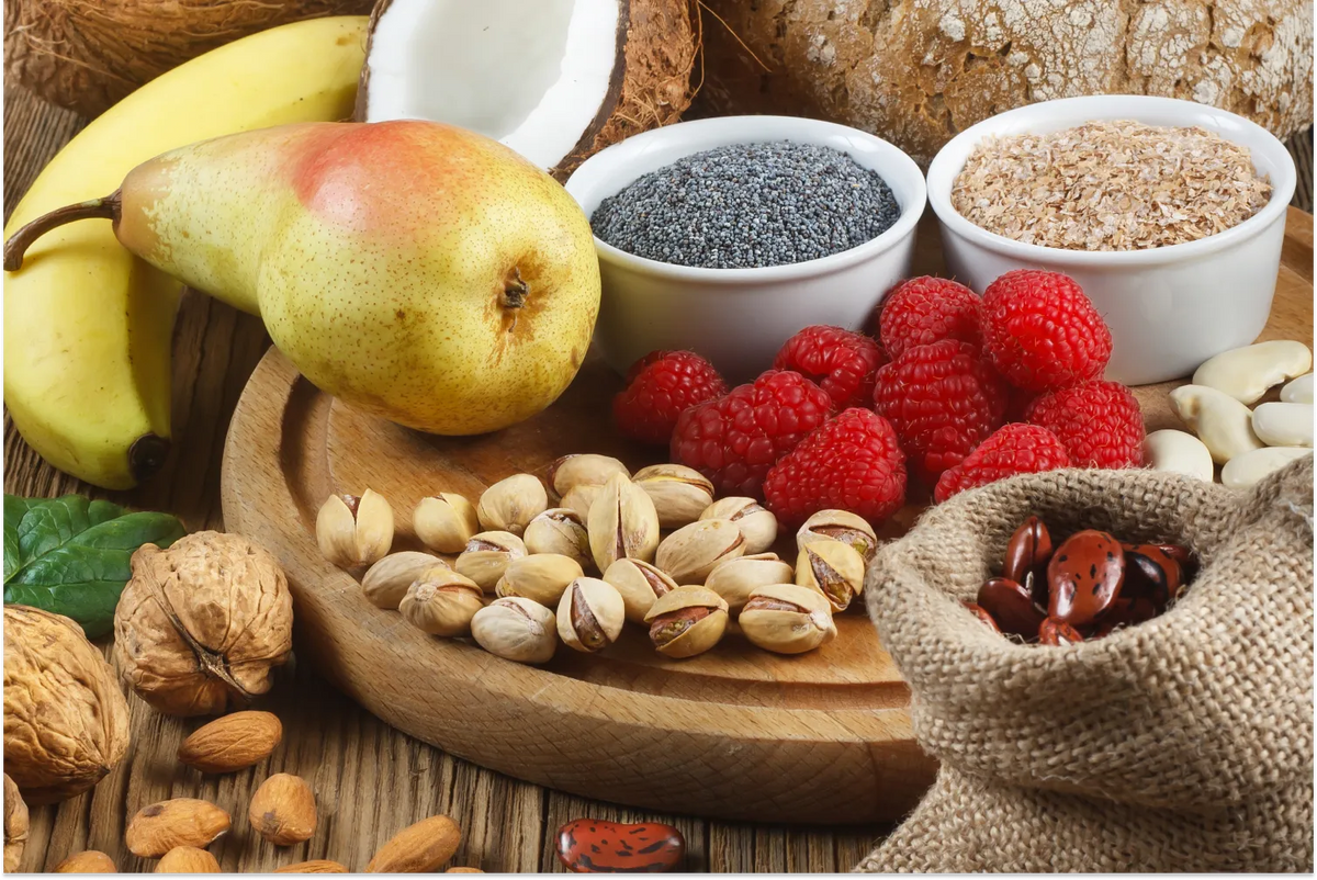 A group of foods rich in fiber
