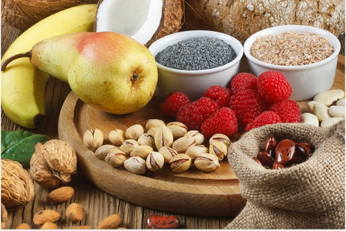 A group of foods rich in fiber