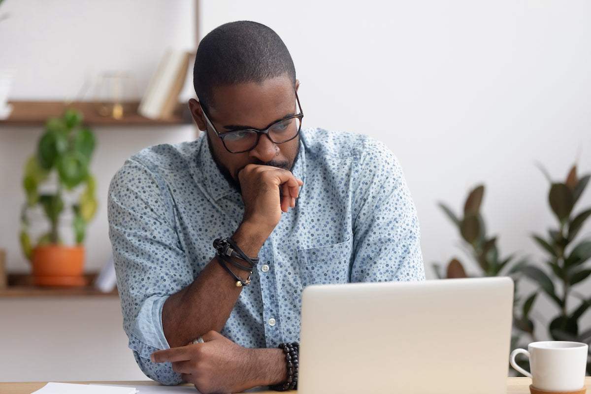 brain fog in middle-aged male at work